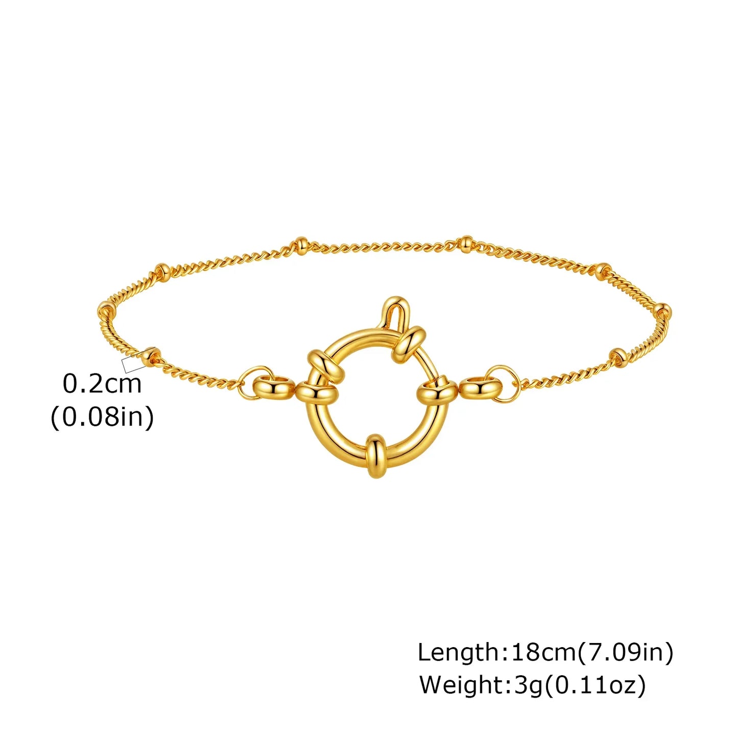 Vnox Square Chain Bracelet | Gold Stainless Steel Round Bubble Link Jewelry for Women