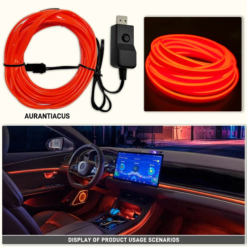 Car Interior EL Wire Neon Strips | Flexible LED Atmosphere Lamp