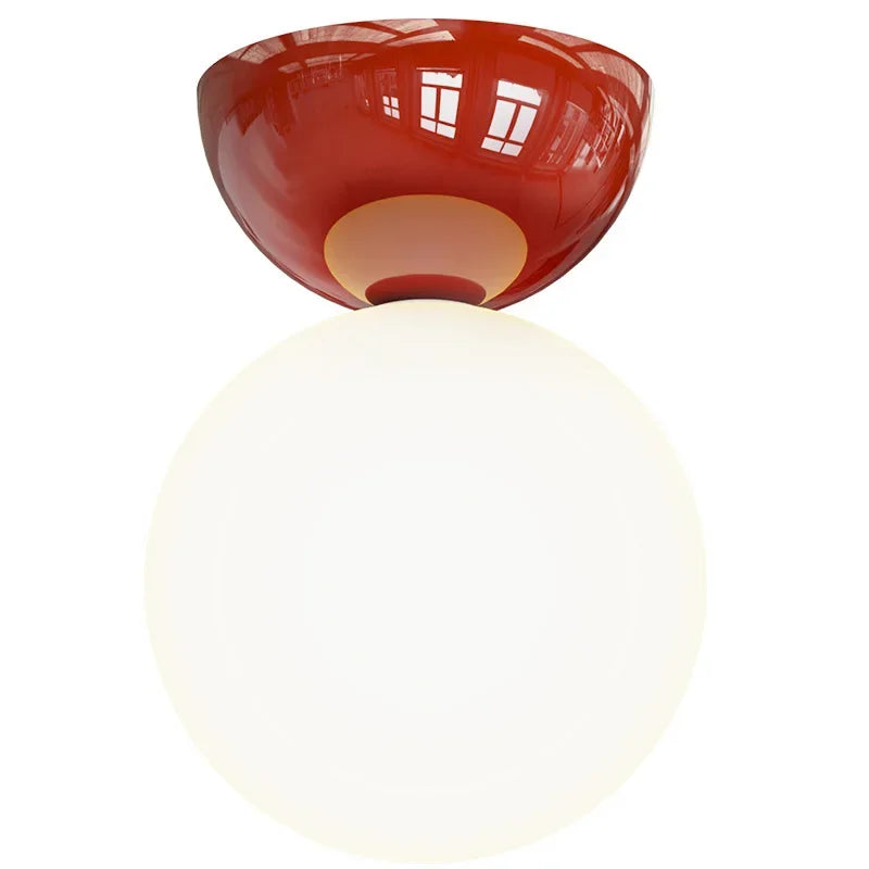 Bauhaus Dome Ceiling Light Cream Flush Mount Lamp for Hallway Balcony Entryway