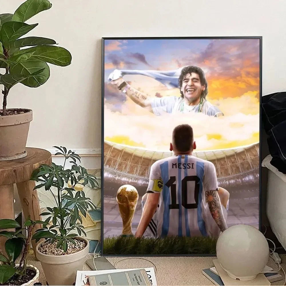Clásico, Deportes - Rionel Messi - Fútbol, Arte de pared, Póster lienzo, Decoración para sala de estar y dormitorio, Arte de pared de estadio