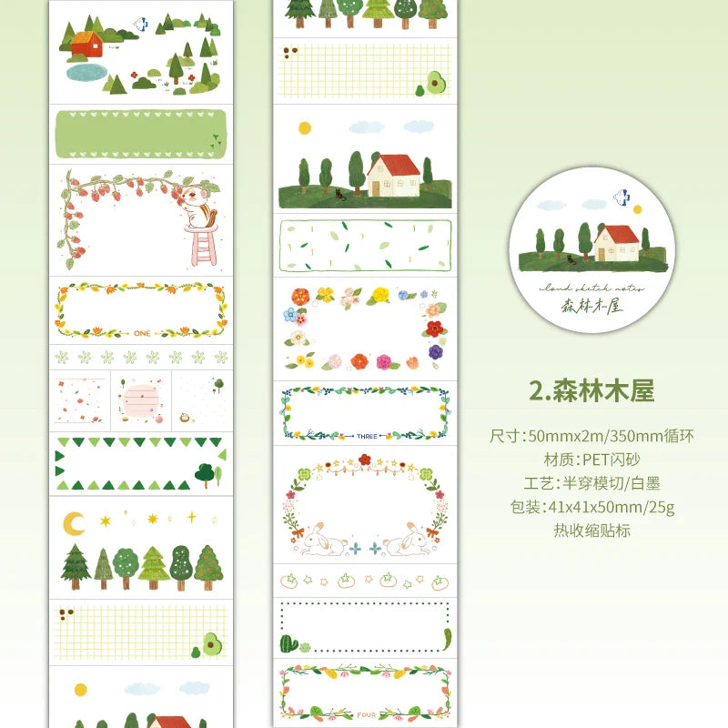 Cute Masking Tape Stickers for Junk Journal | 5x200cm Decorative Craft Tape Roll