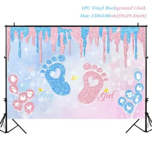 Nappe jetable de fête de révélation du sexe Fille ou garçon Décor de douche de bébé Nappe pour nouveau-né Fournitures de fête de révélation du sexe