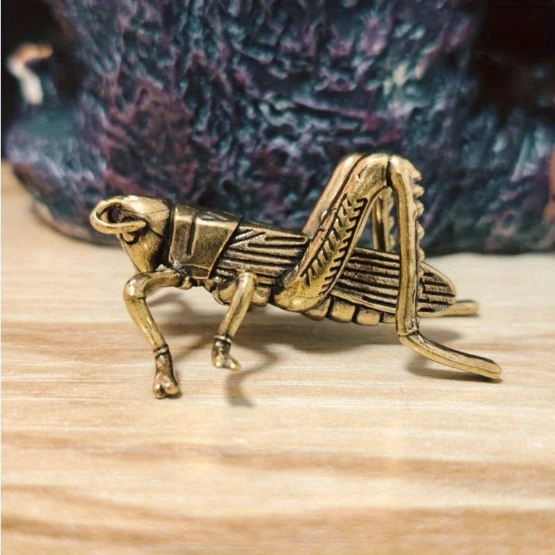 Figurita de saltamontes de latón - Insecto de colección hecho a mano, adorno decorativo de animales para mesa, ideal para coleccionar y regalar
