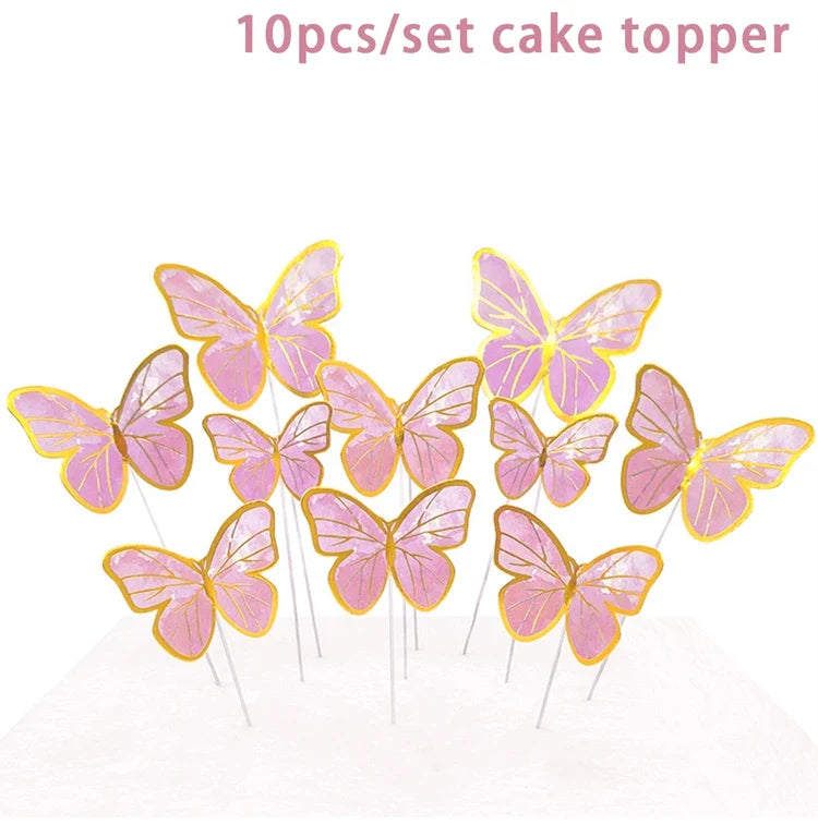 Vaisselle jetable Papillon Violet Serviette Papillon Décoration de Fête d'Anniversaire Fille Baby Shower Baptême Révélation de Genre Fournitures