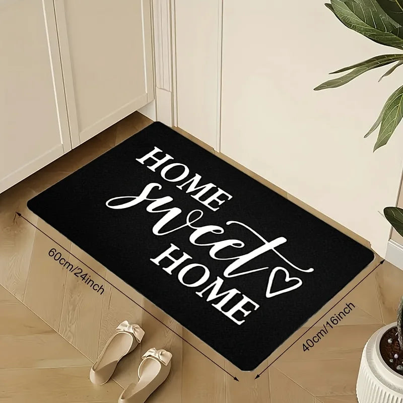 VIKAMA Felpudo de Bienvenida "HOME SWEET HOME" con Diseño de Corazones para el Día de San Valentín, Alfombra Antideslizante para Jardín Exterior, Regalo de Vacaciones, Decoración del Hogar