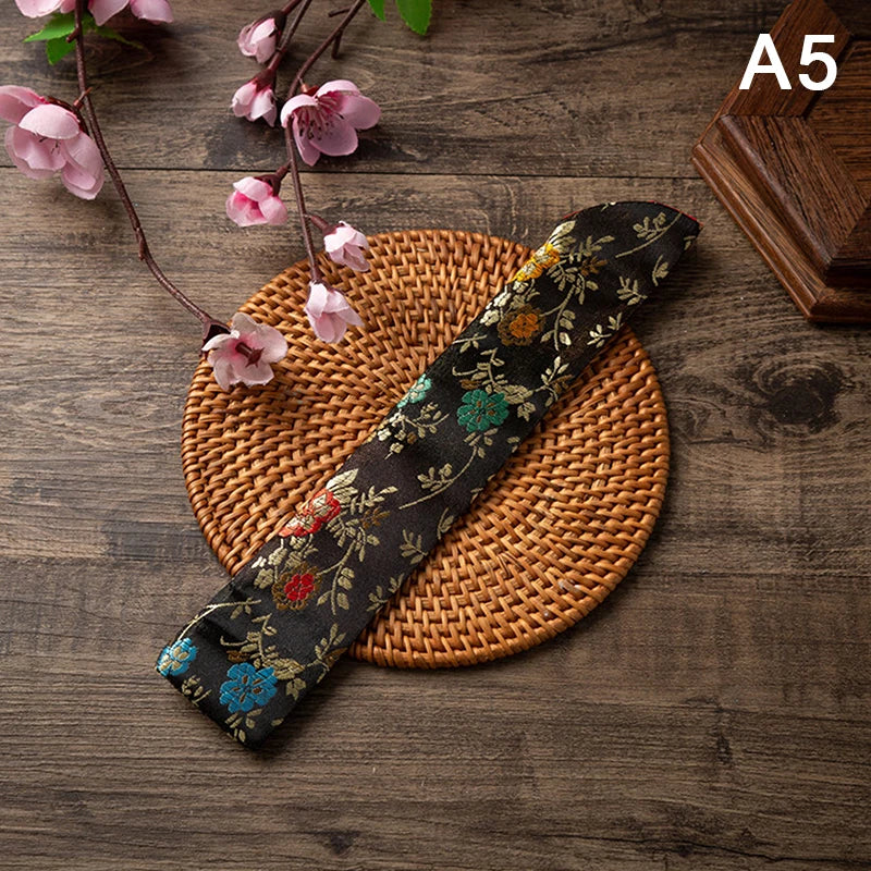 Embroidered Folding Fan Cover Pouch | Silk Fan Protector