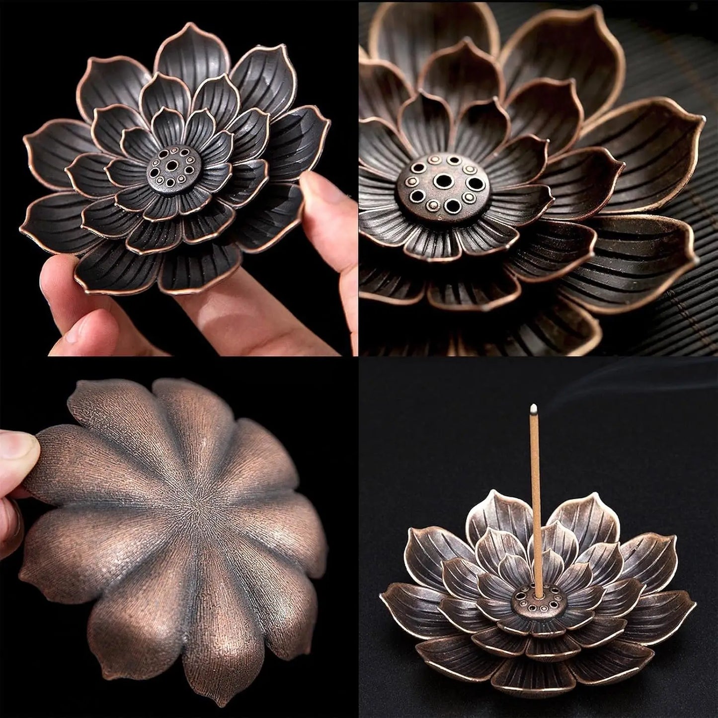 Lotus Alloy Incense Burner Stick Holder | Buddhism Meditation Decor
