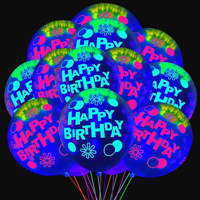 Glow Party Balloons 12 Inch Neon Latex Party Decor | 10 Pack