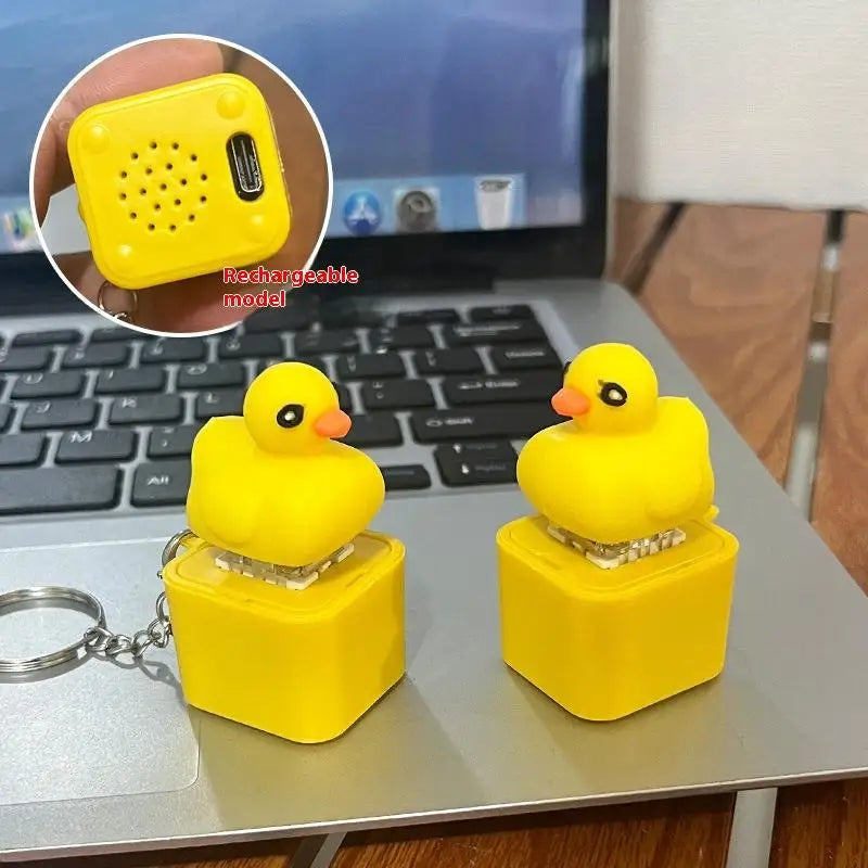 Funny Frog Duck Keychain | Rechargeable Clicker Sound Keyring with LED Light for Stress Relief