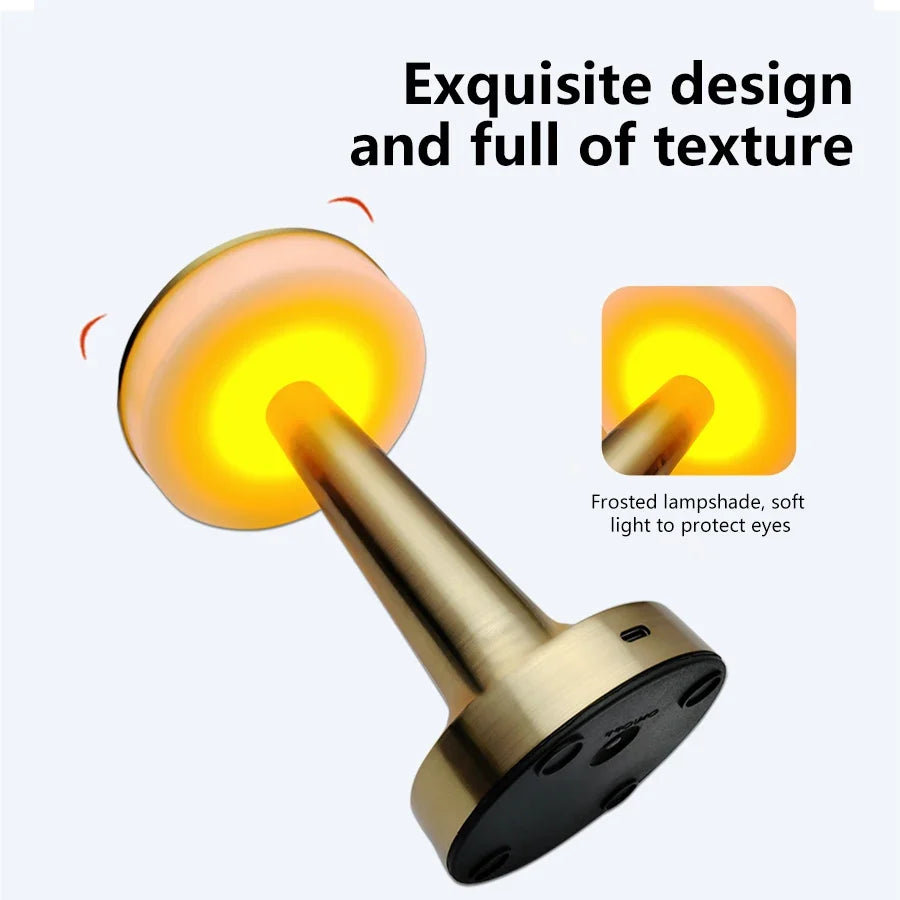 LED Metal Touch Table Lamp | Rechargeable Dimmable Night Light for Coffee Bar Decor