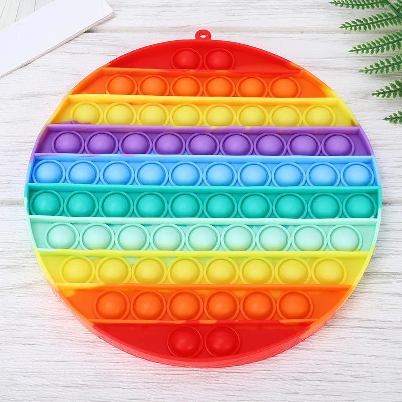 Large Rainbow Push Bubble Fidget Toy | Big Size Sensory Stress Relief for Kids and Adults