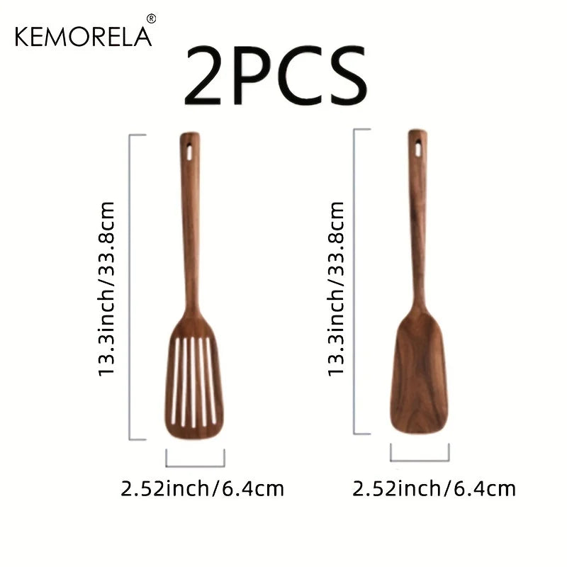Lot de 2 spatules de cuisine japonaises en bois, antiadhésives, résistantes aux températures élevées, pour la maison, ustensiles de cuisson.