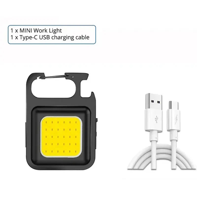 Super Bright MINI COB Keychain Flashlight | Rechargeable LED Camping Light with Magnet
