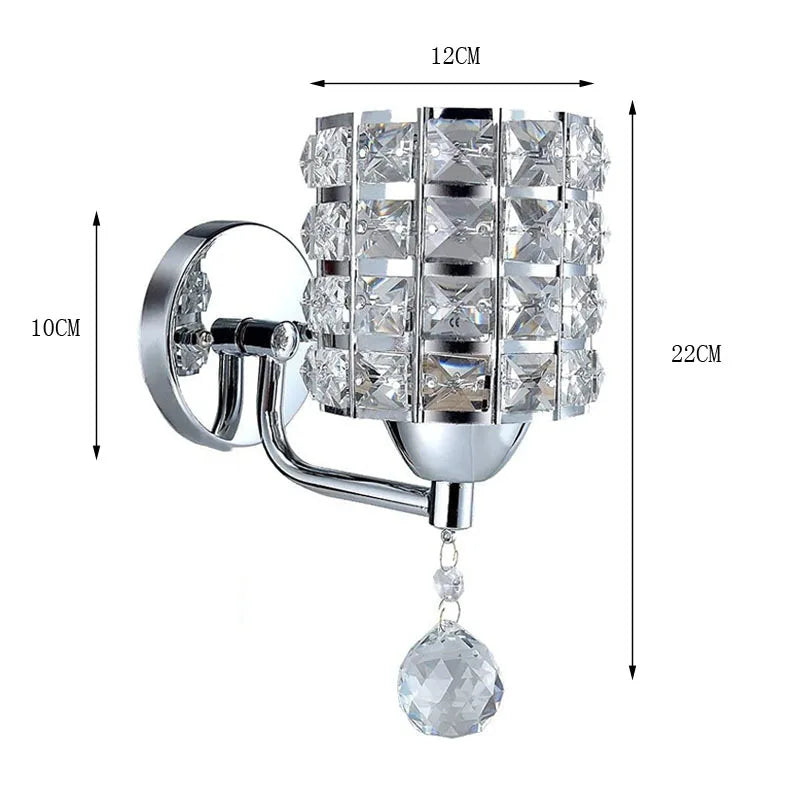 Crystal Wall Lamp – Gold/Silver Decorative Sconce Light for Bedroom & Living Room