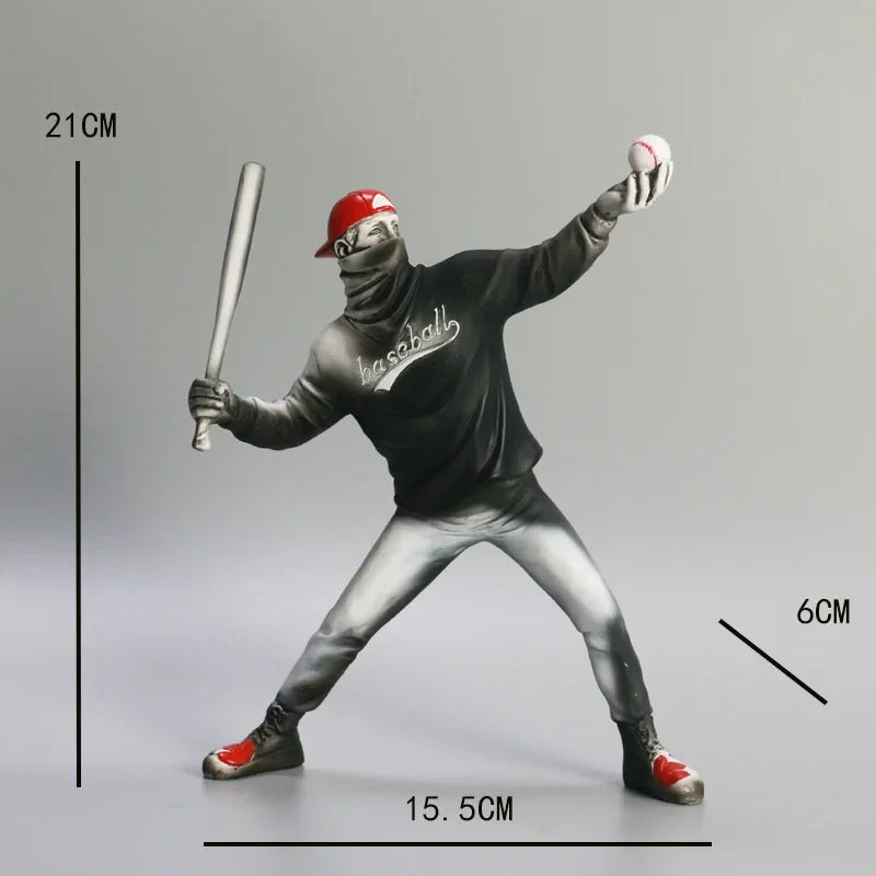 Home Decor Resin Street Abstract Art Statue Sculpture Figurine Baseball Figure Toy Study Room Home Interior Decor Decoration