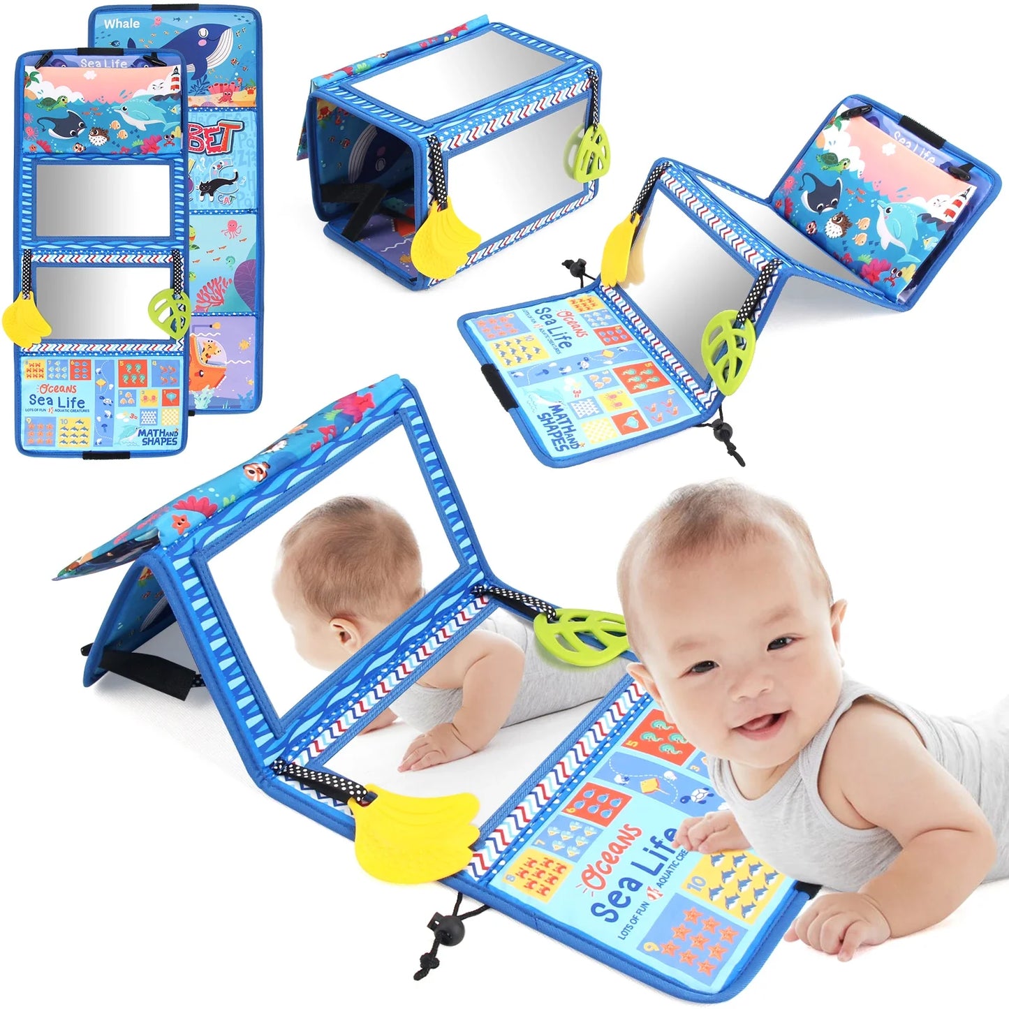 Espejo de suelo blanco y negro para bebé, juguetes sensoriales para el tiempo boca abajo, juguetes para bebé de 6 a 24 meses, juguetes Montessori, juguetes para el desarrollo del gateo del bebé