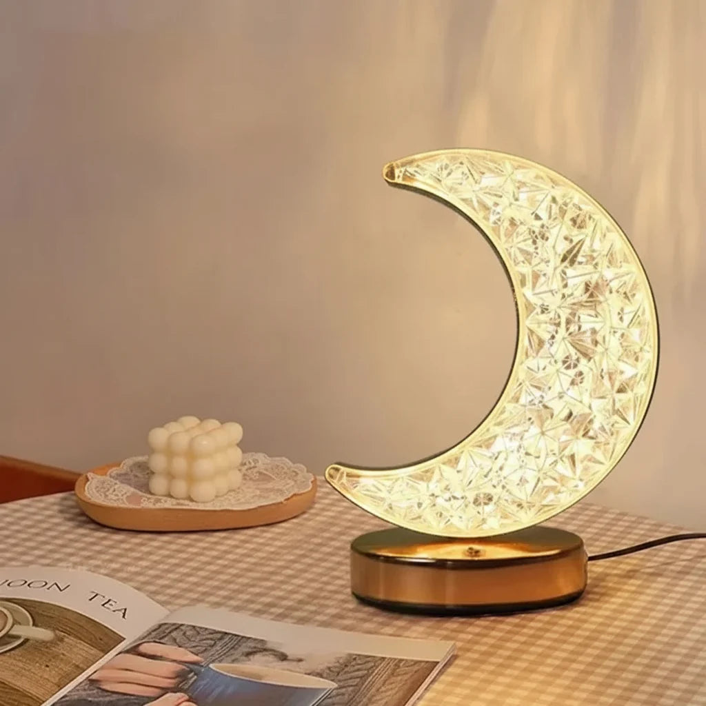 Crystal Touch LED Night Light – USB Dimmable Moon Lamp for Bedroom & Girls Room