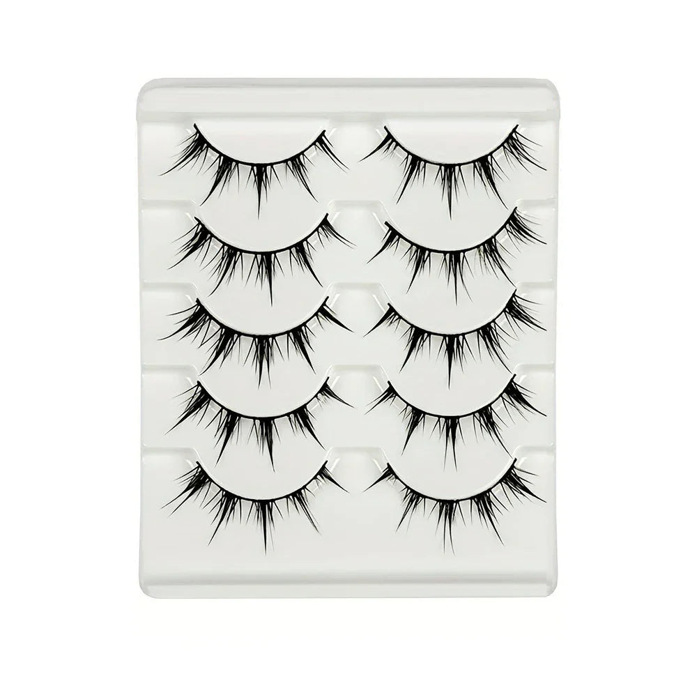 Anime-Inspired False Eyelashes | 5 Pairs Cartoon Eye Faux Lashes for Dramatic Demon Style
