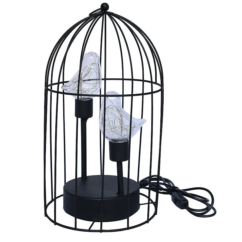 Birdcage Table Lamp Warm White Fairy Light Bird LED Bedroom Living Room Decor