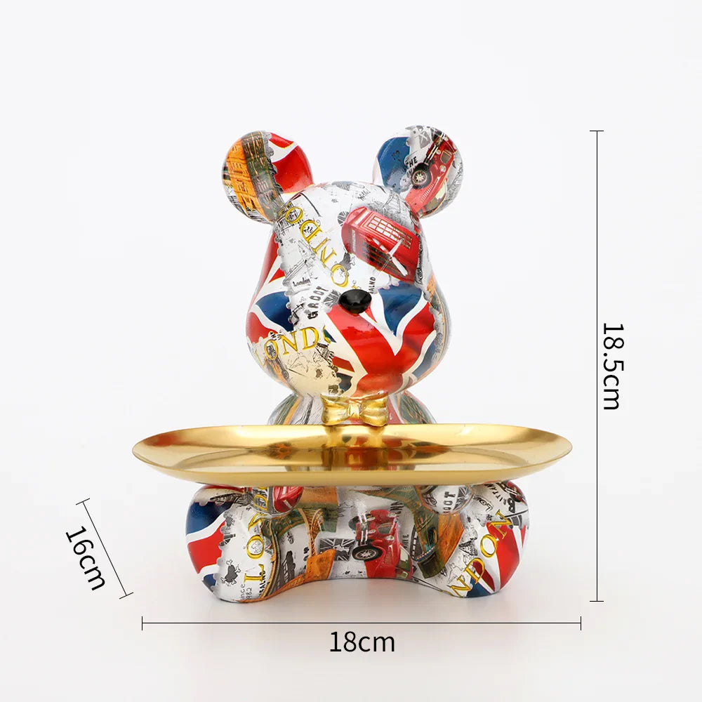 2025 Nouvelle Figurine Ours Graffiti Décoration Maison Statue Animal Étagère Rangement Clés Sculpture Moderne Décoration Table Statues Cadeau