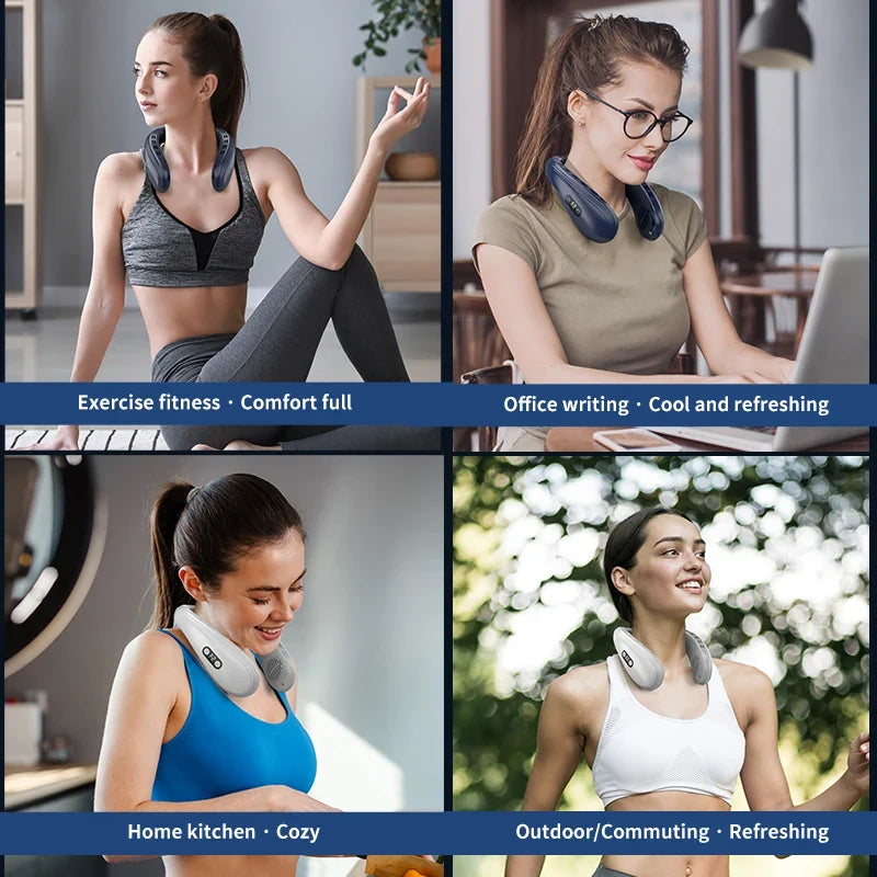 Cooling Neck Fan | Portable Neck Air Conditioner with 3-Speed Settings | Lightweight Design for Instant Heat Relief