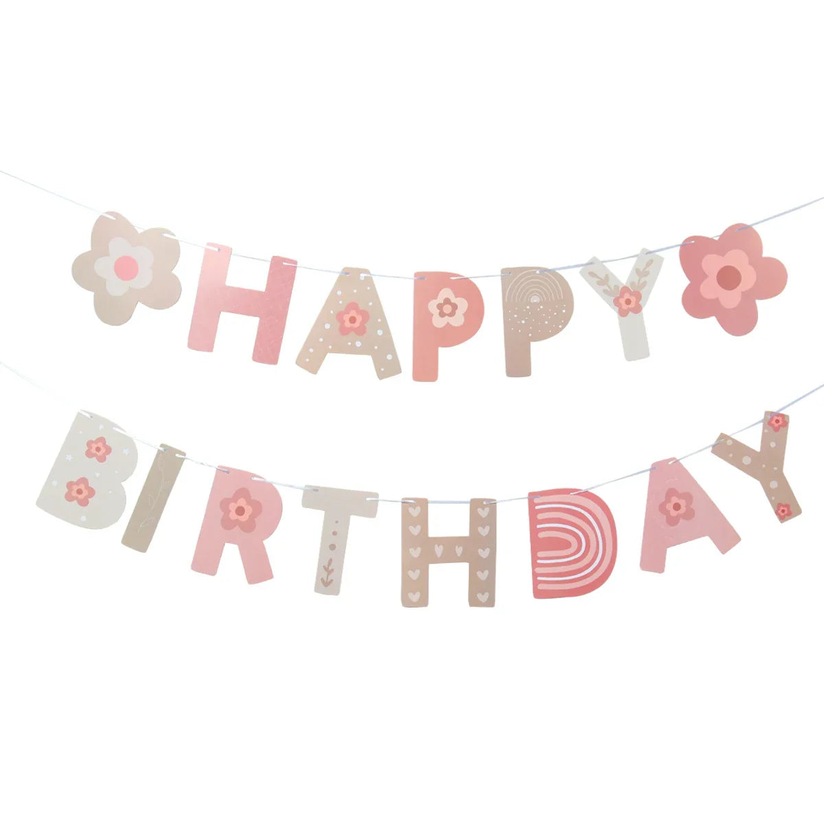 INS Bohème Bohème Arc-en-ciel Bannière en Papier Joyeux Anniversaire Décorations de Fête Fille Enfants Baby Shower 1er Anniversaire Drapeau Suspendu Fournitures