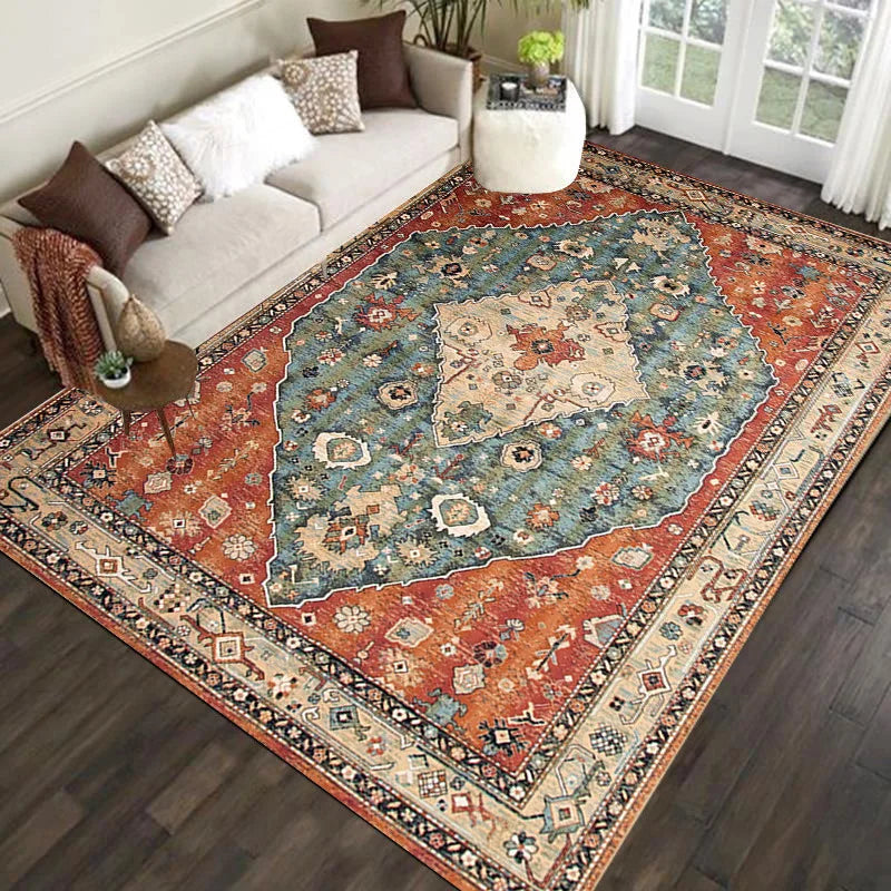VIKAMA Alfombra nórdica grande para sala de estar, estilo retro, alfombra de dormitorio, decoración del hogar marroquí, sofá, mesa de té, alfombra de área grande