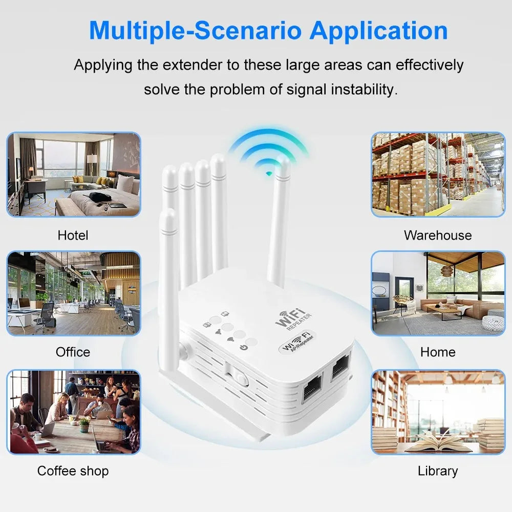 Répéteur WiFi Double Bande 1200Mbps Amplificateur de Signal 2.4G 5G