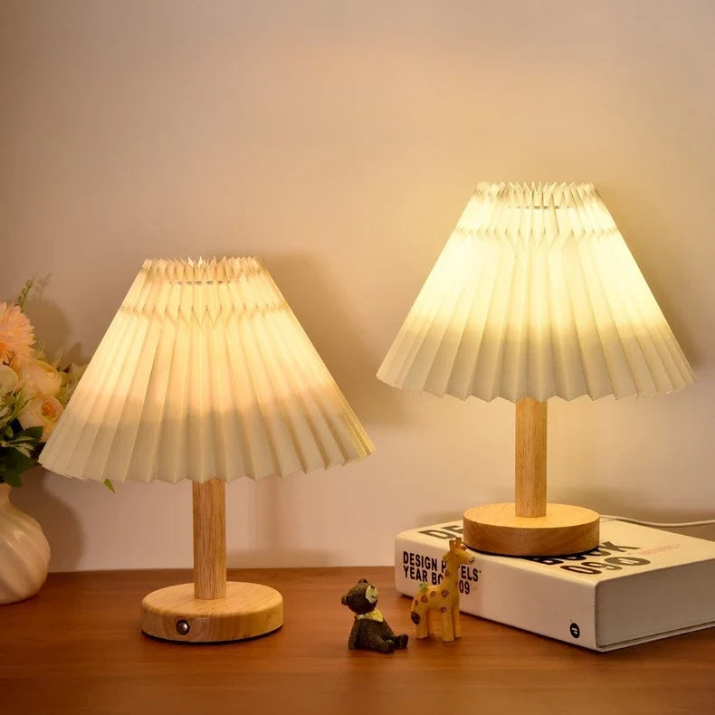 Nordic Pleated LED Table Lamp Foldable USB DIY Bedside Night Light Home Decor