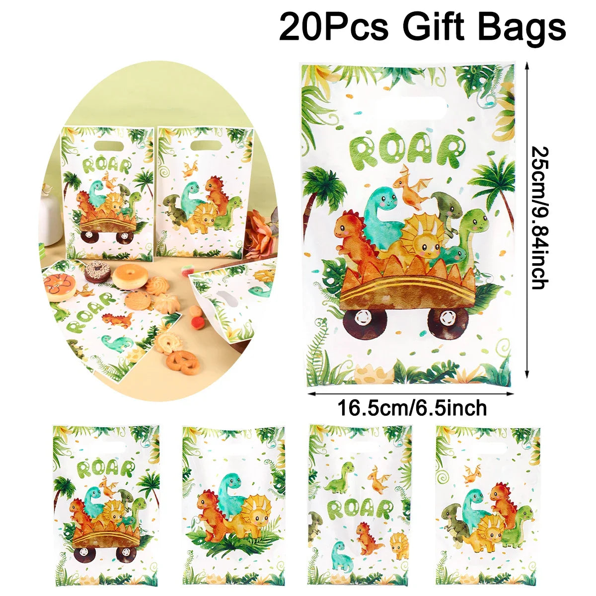Tropical Hawaiian Party Tablecloth and Flamingo Decor Set | Plastic Table Runner and Candy Bags