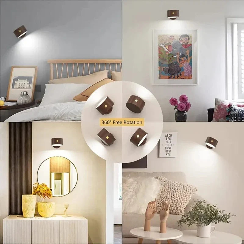 Touch Control Wall Lamp USB Rechargeable Dimmable LED Reading Light Bedroom