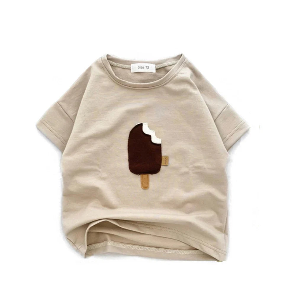 Camiseta de manga corta de algodón para niños – Suave camiseta casual para bebés y niños pequeños, ropa de verano unisex