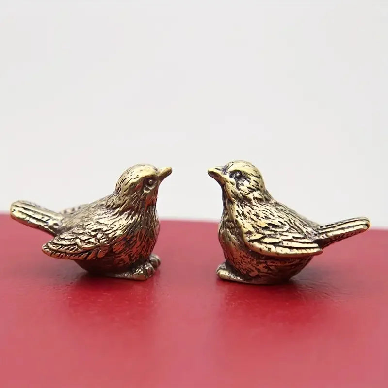 Figurine d'oiseau moineau en laiton élégante – Figurine d'oiseau en laiton massif finement détaillée, pièce de décoration polyvalente pour l'intérieur/l'extérieur, décor sarcelle.