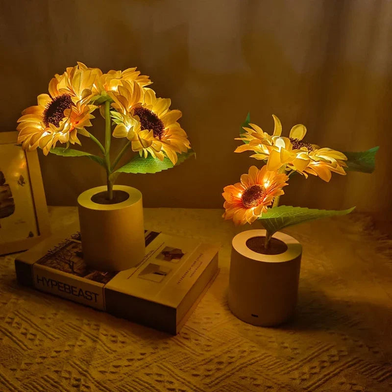 Sunflower LED Night Light USB Rechargeable Bedside Table Lamp Kids Room Decor