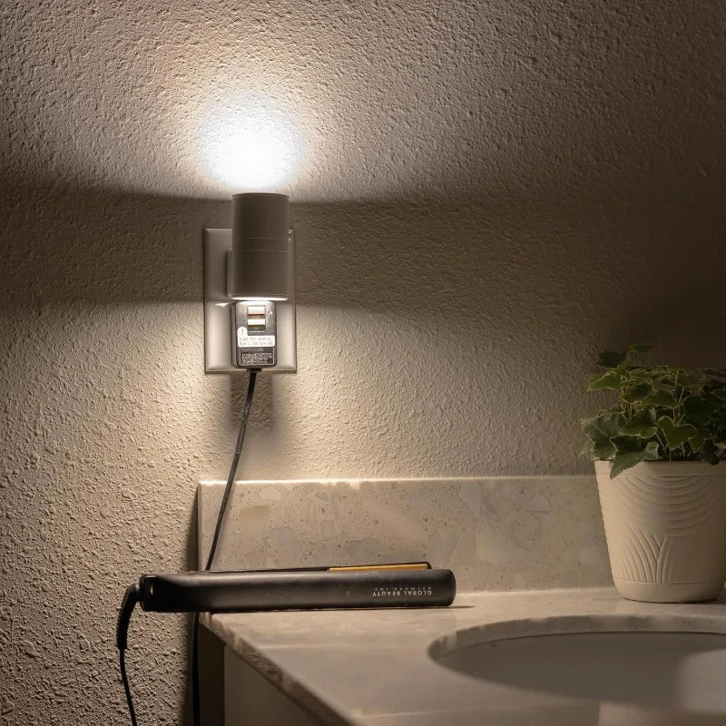 Plug In Night Light Dusk to Dawn Sensor Adjustable Brightness Stair Hallway