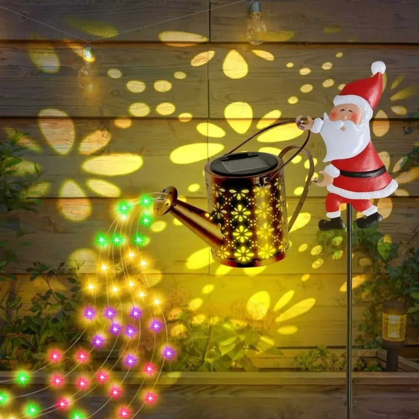 Lumières de bouilloire solaires de Noël, lumières de bouilloire de Père Noël décoratives pour pelouse de jardin, lampes solaires LED de nuit, décoration extérieure