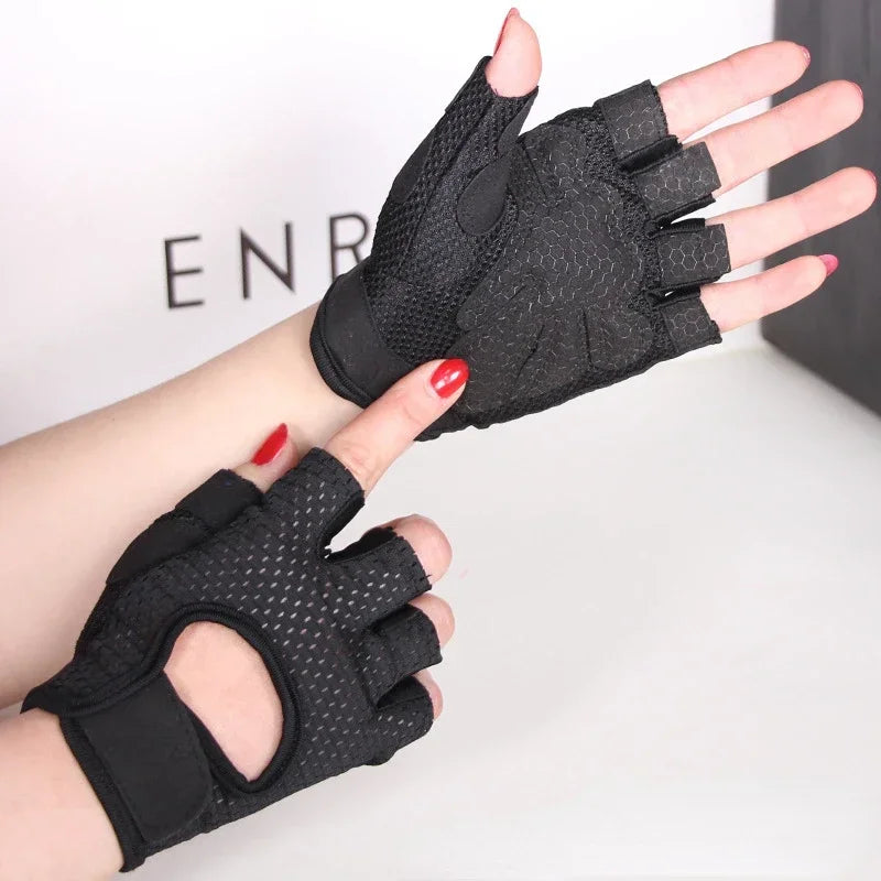 Guantes de gimnasio sin dedos | Guantes transpirables para levantamiento de pesas con almohadillas de gel para hombres y mujeres
