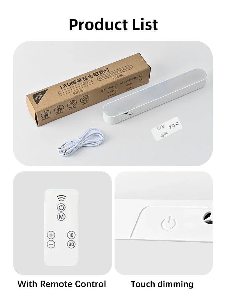 USB Rechargeable LED Night Light 3 Color Dimmable Magnetic Cabinet Lamp