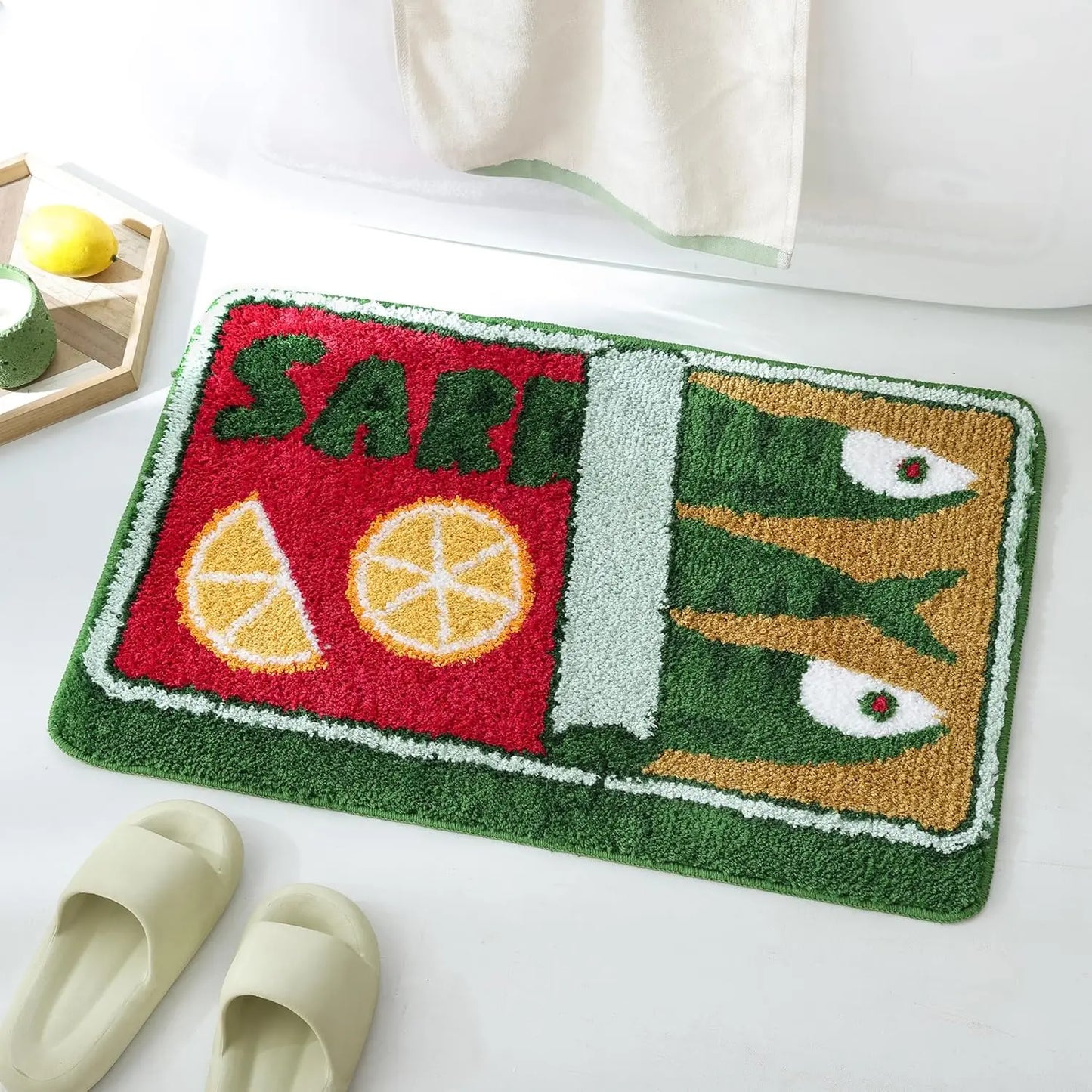 Tapis de sol VIKAMA motif sardine de dessin animé, doux et antidérapant, pour cuisine et salle de bain, tapis de canapé et de chambre, décoration intérieure