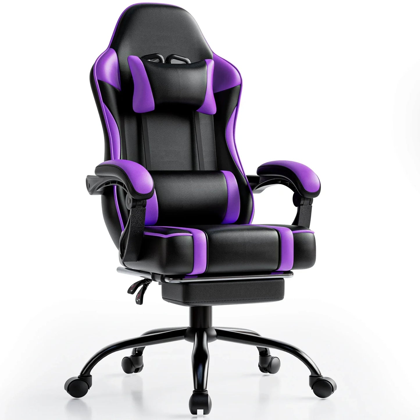 Gaming Chair with Footrest Reclining PU Leather Ergonomic Office Desk Chair