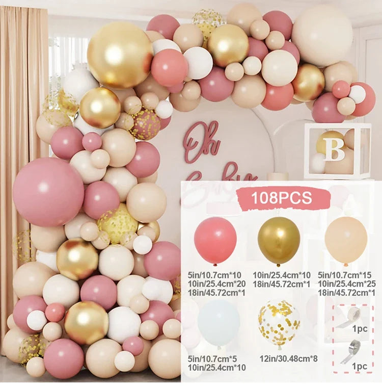 Kit de arco de guirnalda de globos de oro rosa tierno, decoración de fiesta de boda, cumpleaños, para adultos, niños, baby shower, suministros de boda con globos