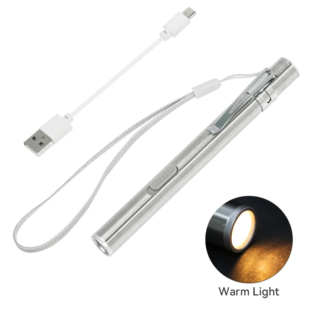 USB Rechargeable Mini Pen Light | Handy LED Flashlight with Clip