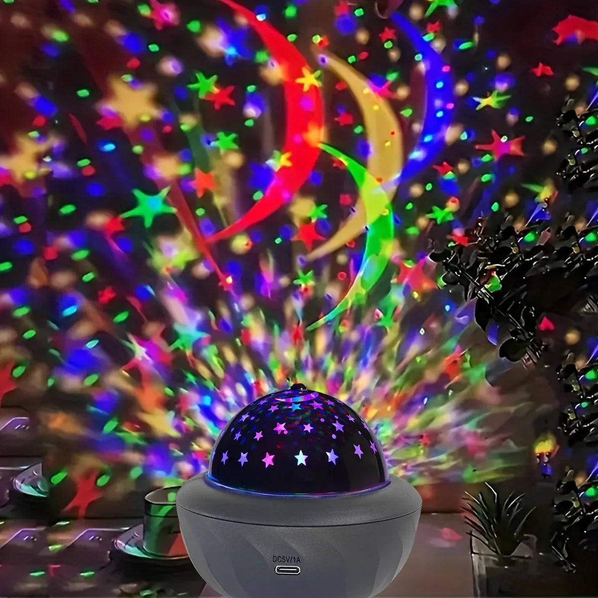 USB RGB Starry Night Sky Projector | Rotating Moon Stars Room Decor Lamp