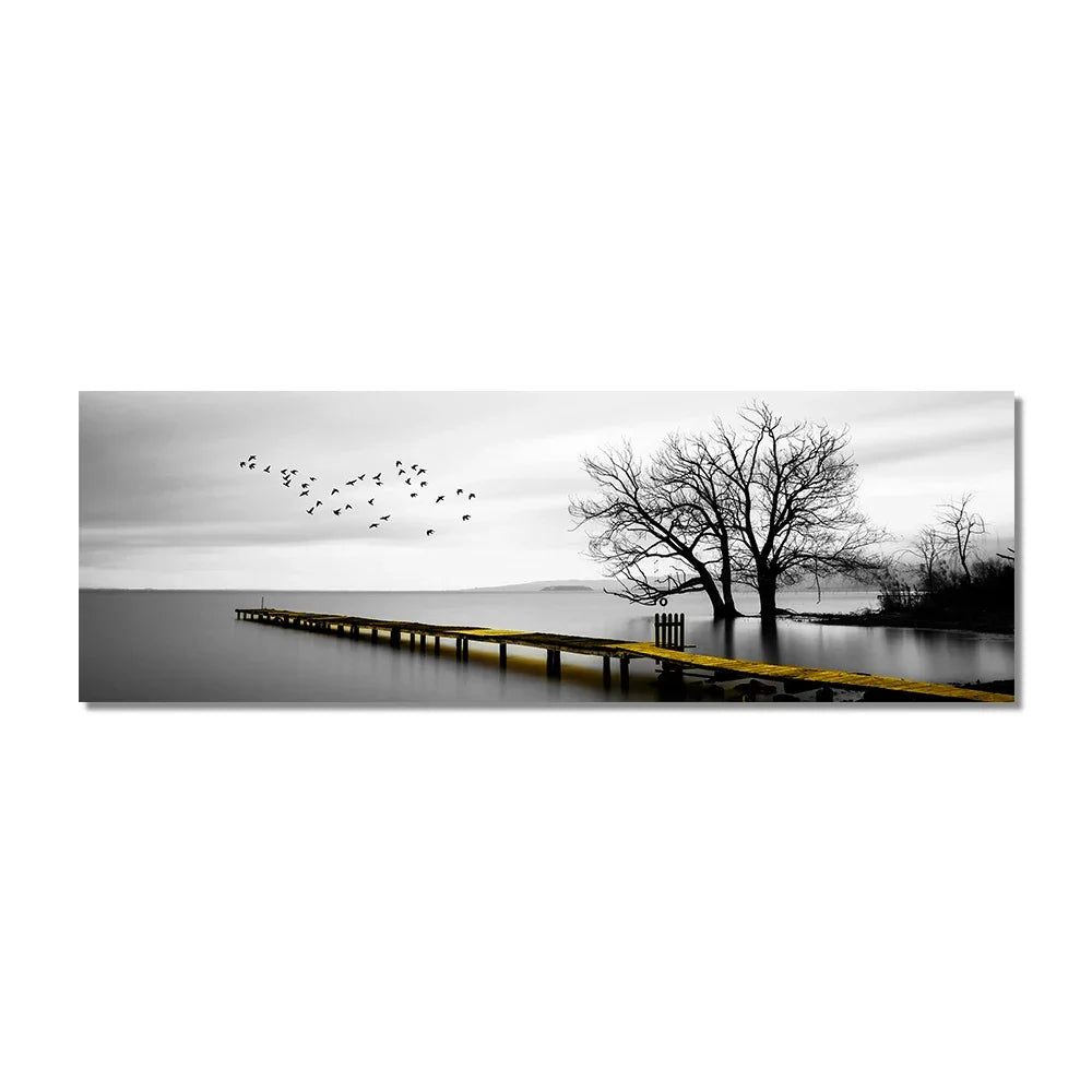 Art mural moderne et minimaliste, Paysage marin Goldenwood Bridge, Impression sur toile, Décoration de fond pour salon