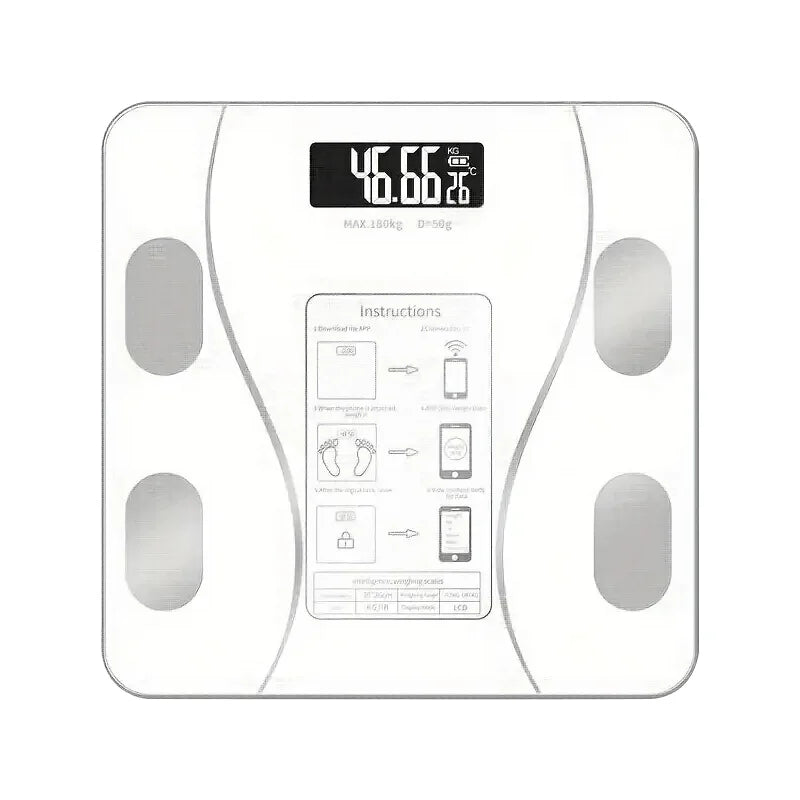 Smart Bluetooth Digital Scale – LED Display with App Sync and Rechargeable Battery