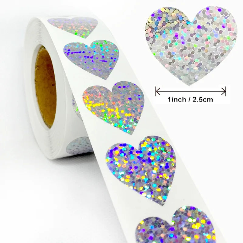 Heart Stickers and Star Stickers Roll | 100-500 Pieces Thank You Labels for Small Packaging