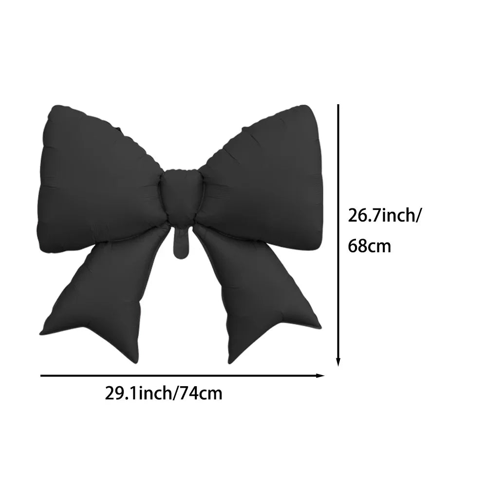 2-Pack Matte Black Bow Aluminum Foil Balloons | Bow-Themed Party Decor