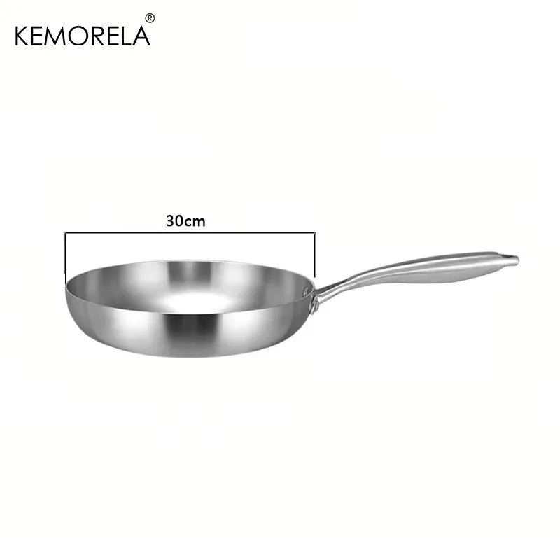 Poêle à frire en acier inoxydable 304, antiadhésive, pour la cuisson des steaks, casserole de cuisine sans revêtement pour cuisinière à gaz et cuisinière à induction