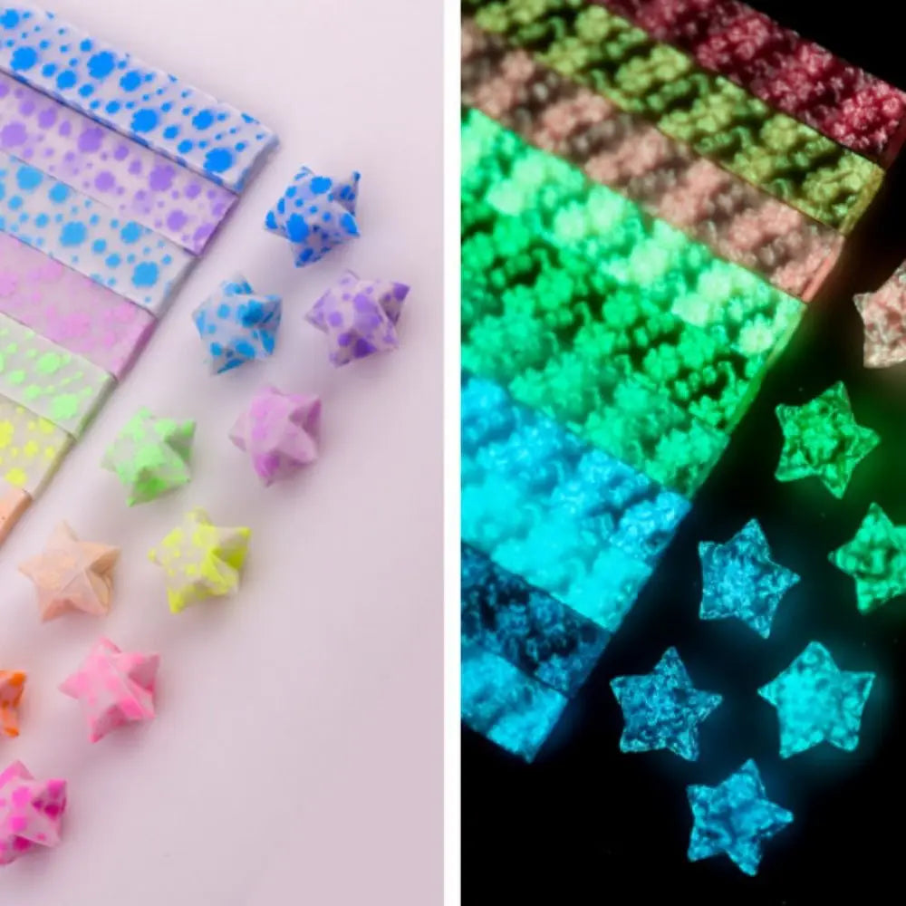 210 Sheets Luminous Origami Stars Paper | 10 Colors Glow in the Dark Lucky Star Strips for DIY Craft