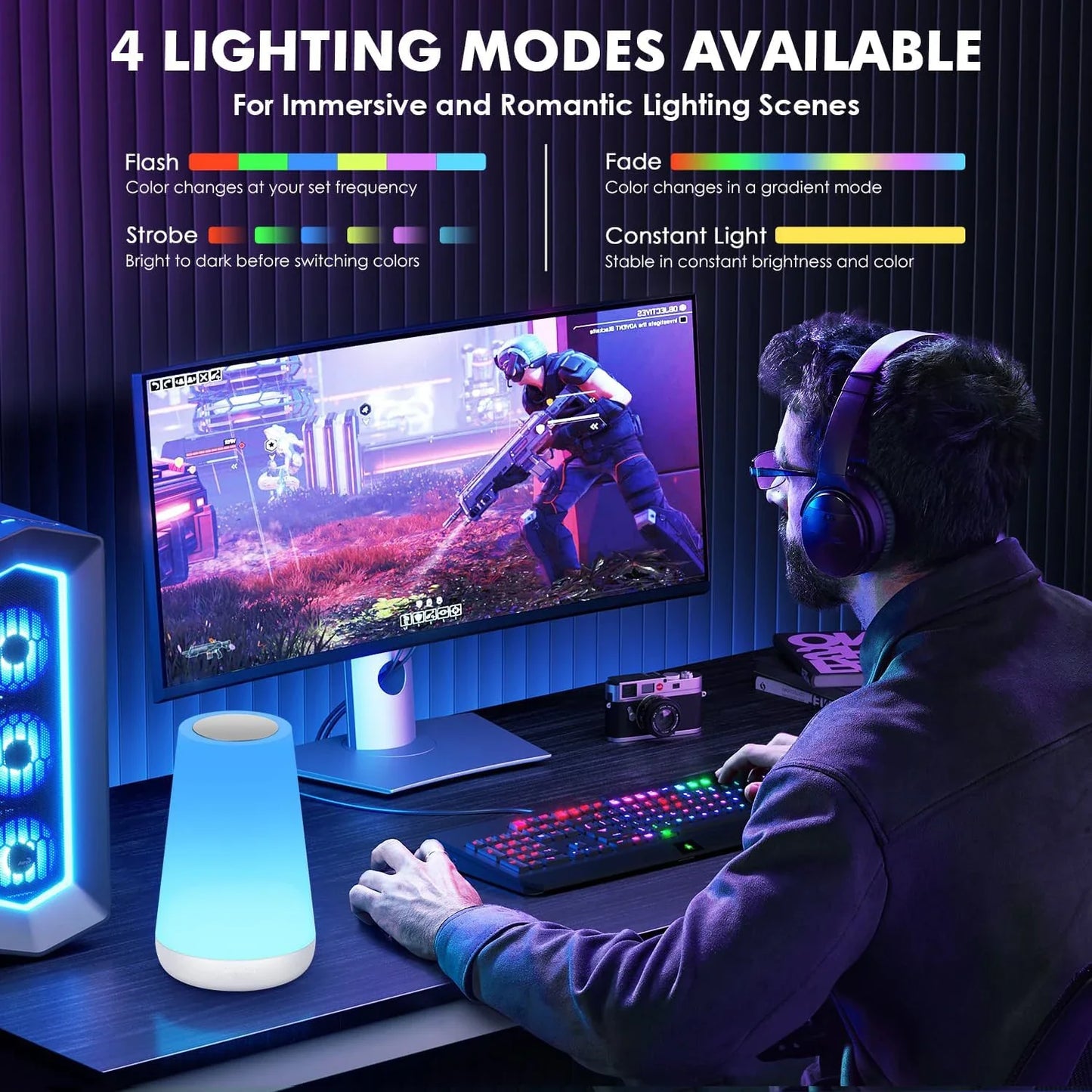 RGB Color Changing Night Light Touch Dimmable USB Rechargeable Lamp for Bedside